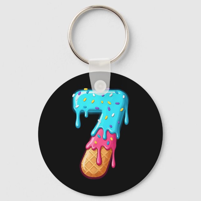 67 Ice Cream Drip Meme Funny 6 7 Halloween Costume Key Ring (Front)