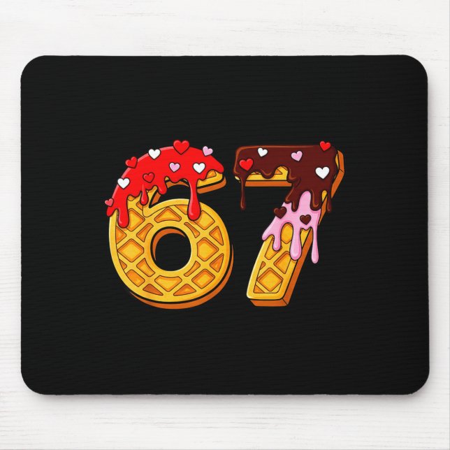 67 Ice Cream Drip Meme Funny Six Seven 67 Valentin Mouse Pad (Front)