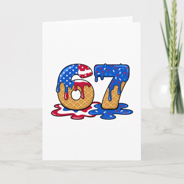 67 Ice Cream Drip Meme Funny Six Seven Gen Alpha S Card (Front)