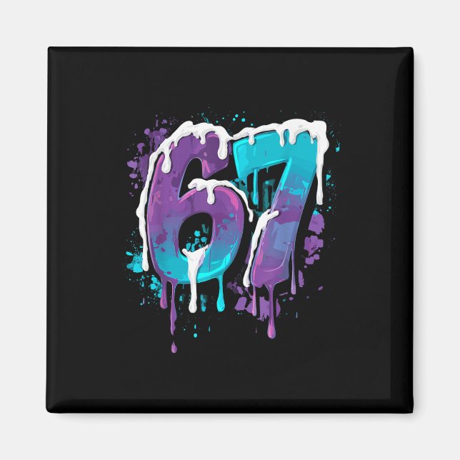 67 Ice Cream Drip Meme Funny Six Seven Gen Alpha S Magnet (Front)