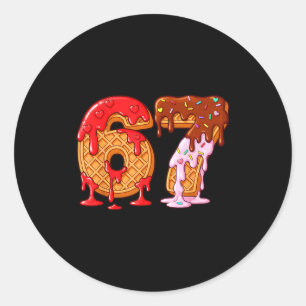 67 Ice Cream Drip Meme Funny Six Seven Valentine D Classic Round Sticker