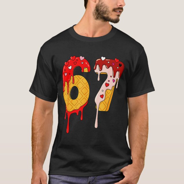 67 Ice Cream Drip Meme Funny Six Seven Valentine D T-Shirt (Front)