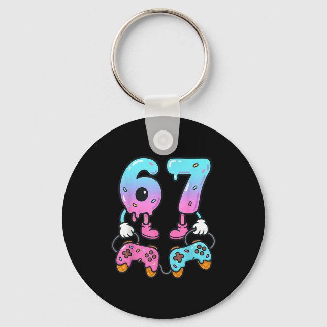 67 Ice Cream Drip Meme Gamer Six Seven Gen Alpha  Key Ring (Front)