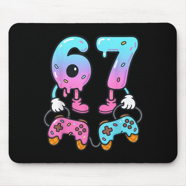 67 Ice Cream Drip Meme Gamer Six Seven Gen Alpha  Mouse Pad (Front)