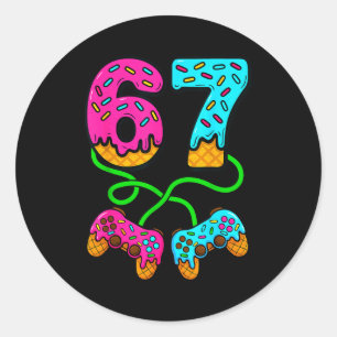 67 Ice Cream Drip Meme Gamer Six Seven Gen Alpha S Classic Round Sticker
