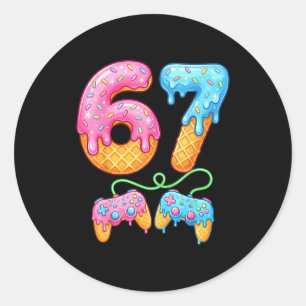 67 Ice Cream Drip Meme Gamer Six Seven Gen Alpha S Classic Round Sticker