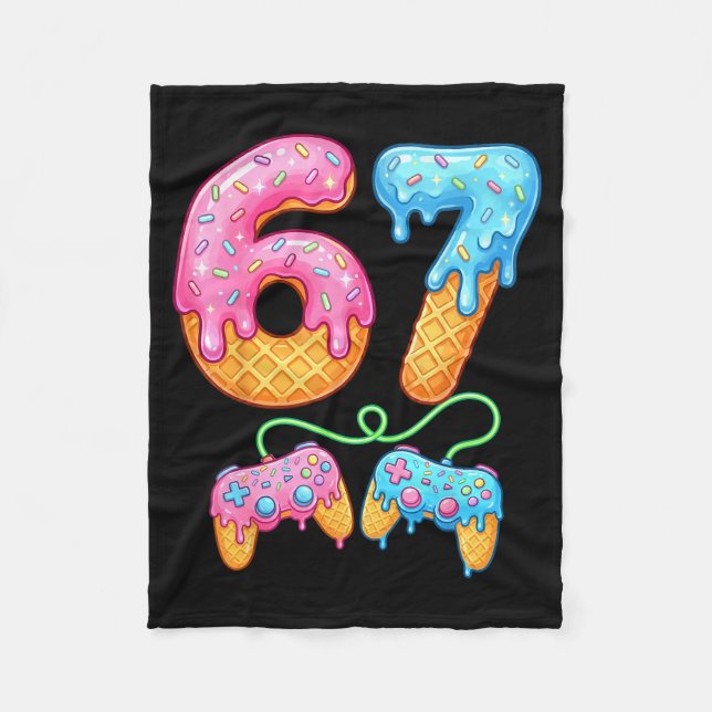 67 Ice Cream Drip Meme Gamer Six Seven Gen Alpha S Fleece Blanket (Front)
