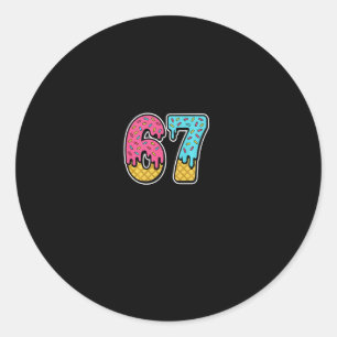 67 Ice Cream Drip Meme Six Seven Funny Gen Alpha D Classic Round Sticker