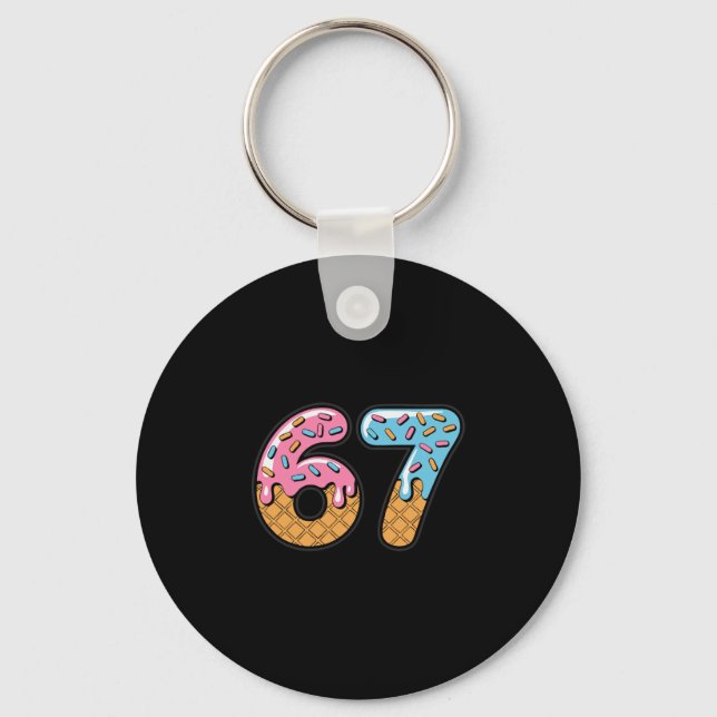 67 Ice Cream Drip Meme Six Seven Gen Alpha Slang 2 Key Ring (Front)
