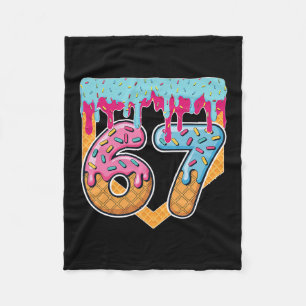 67 Ice Cream Drip Meme Six Seven Gen Alpha Slang Fleece Blanket