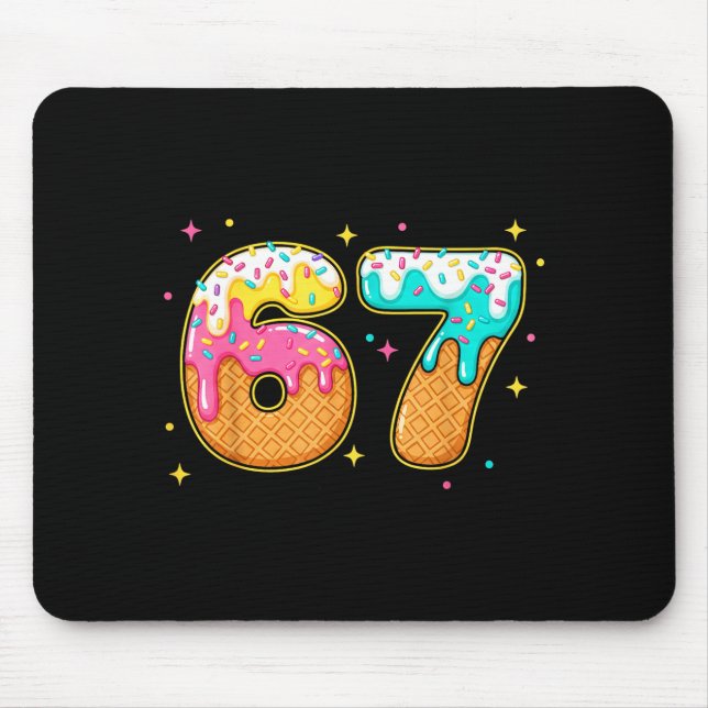 67 Ice Cream Drip Meme Six Seven Gen Alpha Slang  Mouse Pad (Front)