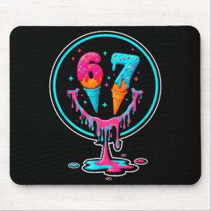 67 Ice Cream Drip Number 67 Player 67th Birthday Mouse Pad