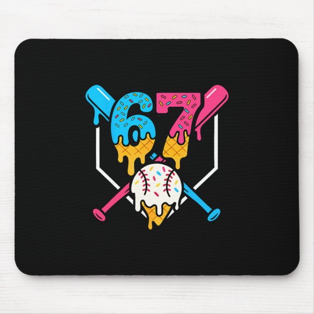 67 Ice Cream Drip Sell Meme Six Seven Gen Alpha Sl Mouse Pad (Front)