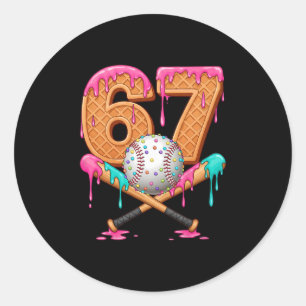 67 Ice Cream Drip Sell Number 67 Player 67th Birth Classic Round Sticker