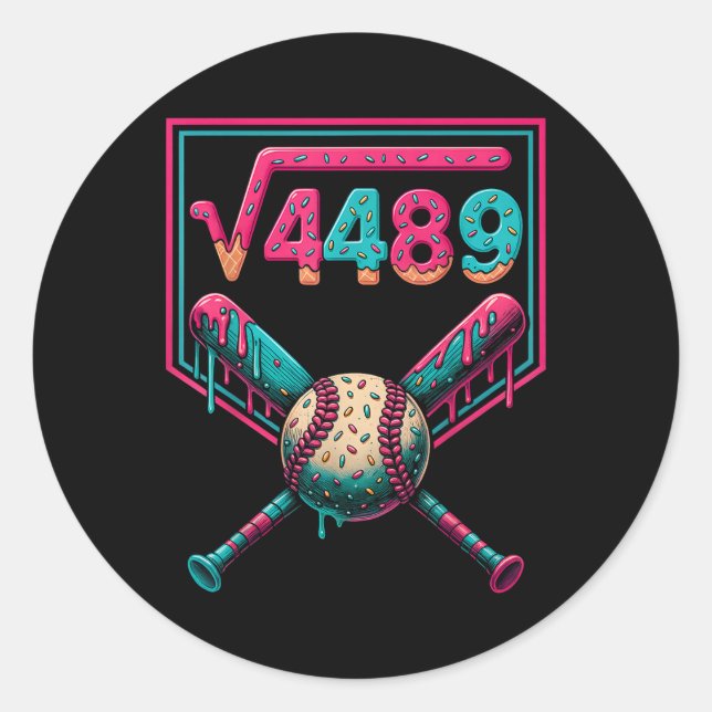 67 Ice Cream Drip Square Root 4489 Slang Math Teac Classic Round Sticker (Front)