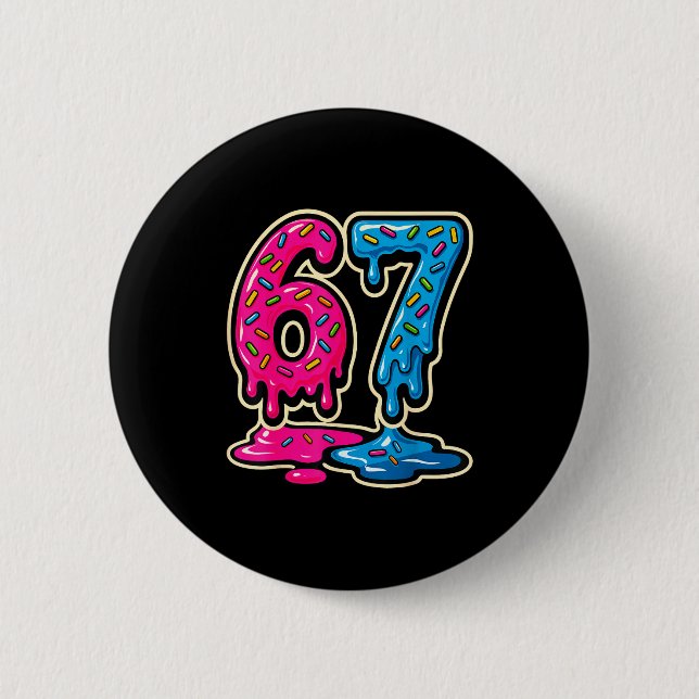 67 Ice Cream Meme Six Seven  6 Cm Round Badge (Front)