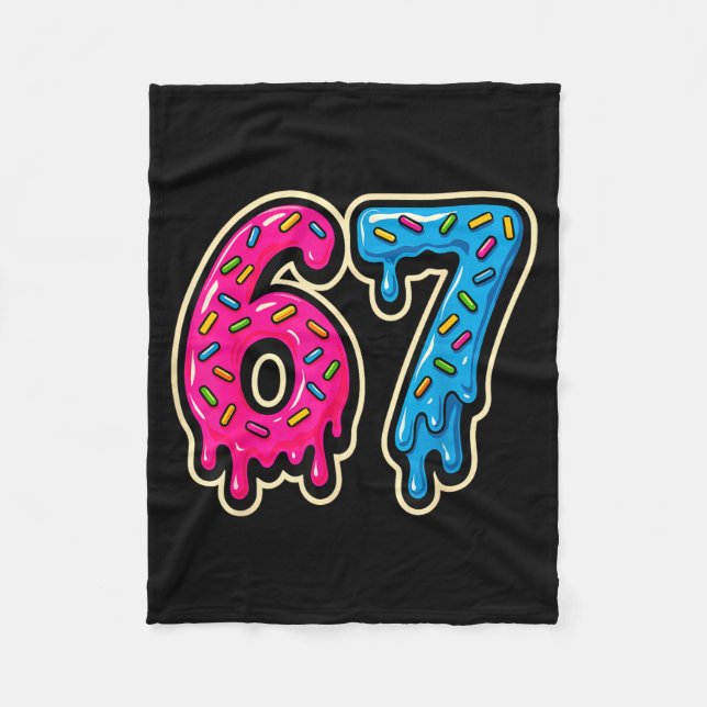 67 Ice Cream Meme Six Seven  Fleece Blanket (Front)