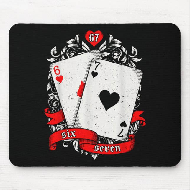 67 Ker Meme Card Art Lucky Hand Retro Aesthetic De Mouse Pad (Front)