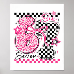 67 Leopard Checkered Funny Six Seven Meme 6-7 Teac Poster