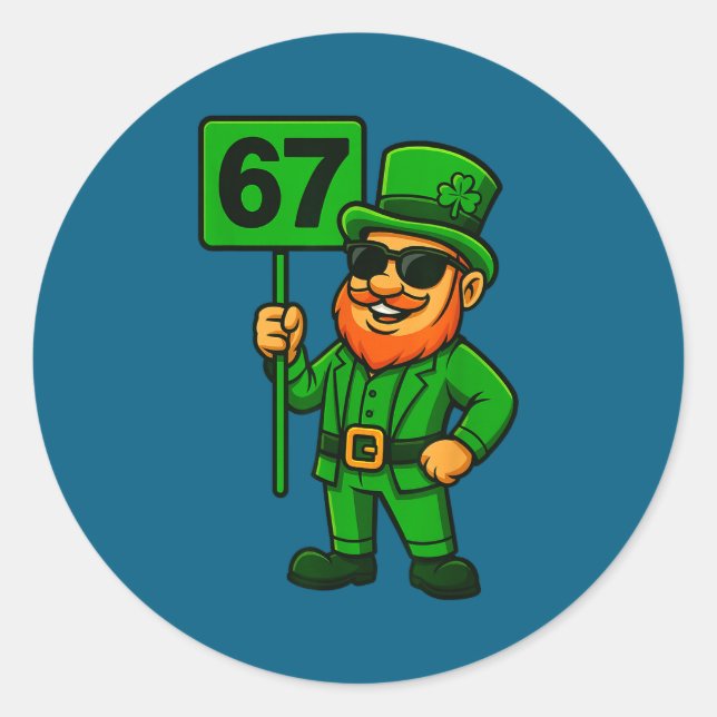 67 Leprechaun Six Seven Gen Meme Lucky Vibes St Pa Classic Round Sticker (Front)