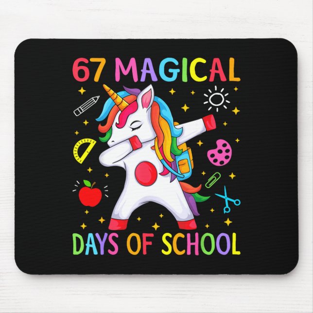 67 Magical Days Of School Unicorn Six Seven Teache Mouse Pad (Front)