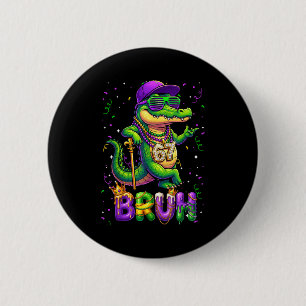 67 mardi gras alligator mardigator six seven bruh 6 cm round badge