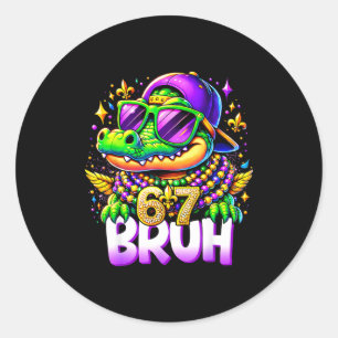 67 Mardi Gras Alligator Mardigator Six Seven Bruh  Classic Round Sticker