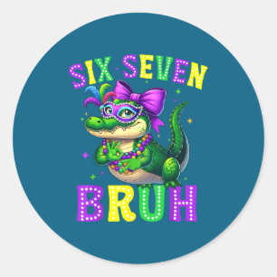 67 Mardi Gras Alligator Mardigator Six Seven Bruh Classic Round Sticker