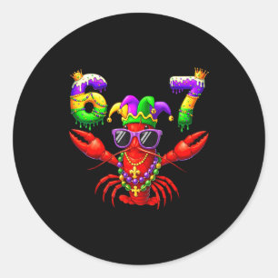 67 Mardi Gras Crawfish Beads Six Seven Carnival Bo Classic Round Sticker