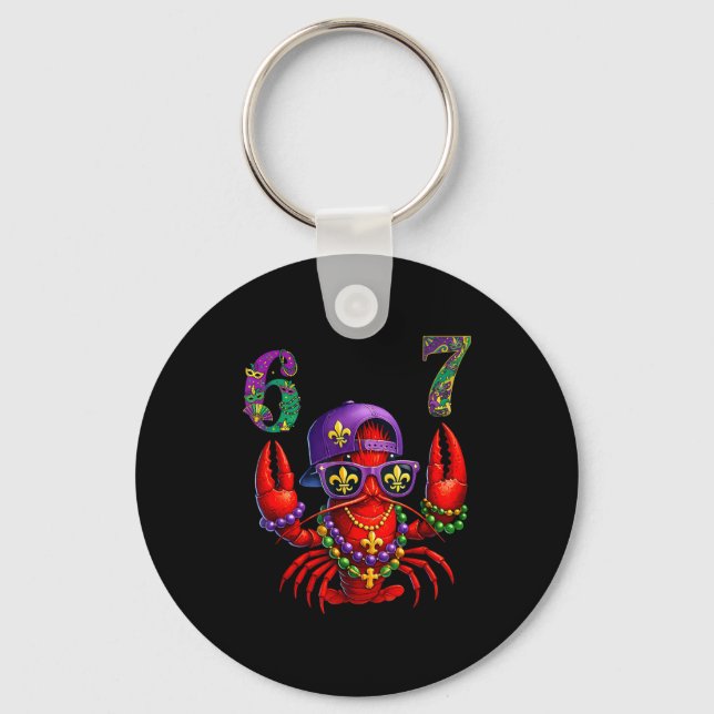 67 Mardi Gras Crawfish Beads Six Seven Carnival Bo Key Ring (Front)