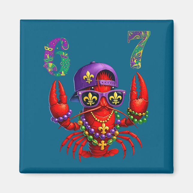67 Mardi Gras Crawfish Beads Six Seven Carnival Bo Magnet (Front)