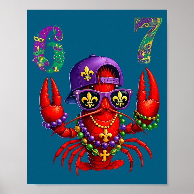 67 Mardi Gras Crawfish Beads Six Seven Carnival Bo Poster (Front)