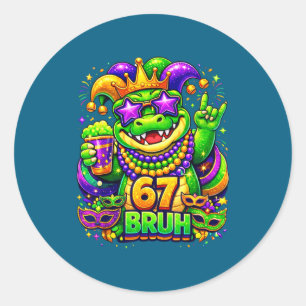 67 Mardi Gras Party Alligator Classic Round Sticker