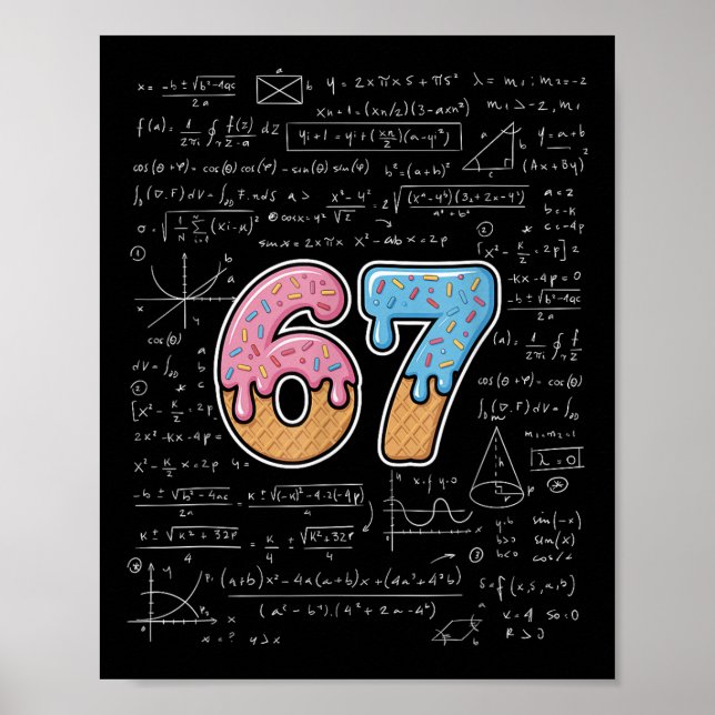 67 Math Teacher Mathematics 67th Number Ice Cream  Poster (Front)