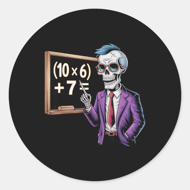 67 Math Teacher Meme Brainrot Six Seven Halloween  Classic Round Sticker (Front)