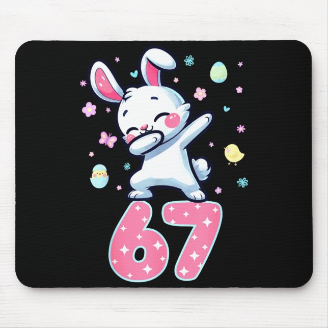 67 Meme 6 7 Bunny Dabbing Six Seven Easter Day Boy Mouse Pad (Front)