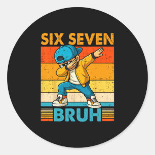 67 Meme 6 7 Dabbing Boys Six Seven Bruh Kids Gen A Classic Round Sticker