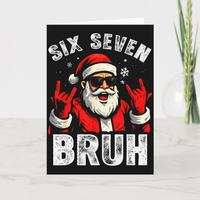 67 Meme 6 7 Funny Christmas Santa Rock On Six Seve Card (Front)