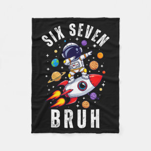 67 Meme Astronaut Dabbing In Space Funny Six Seven Fleece Blanket