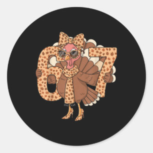 67 Meme Autumn Fall Turkey Sungles Funny Thanksgiv Classic Round Sticker