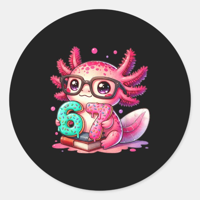 67 Meme Axolotl Funny Six Seven Axolotl Lover For  Classic Round Sticker (Front)