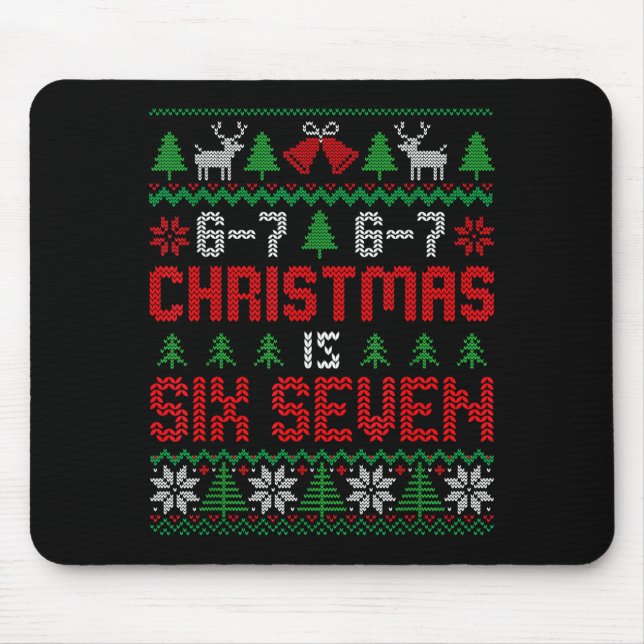 67 Meme Boy Funny Six Seven Ugly Christmas Sweater Mouse Pad (Front)