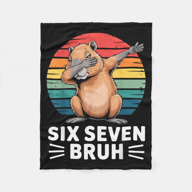 67 Meme Capybara Funny Six Seven Bruh Humor For Ki Fleece Blanket (Front)
