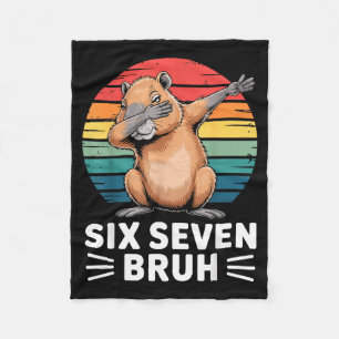 67 Meme Capybara Funny Six Seven Bruh Humour For K Fleece Blanket