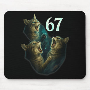 67 Meme Cat Howling At 67 Funny 6 7  Mouse Pad