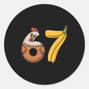 67 Meme Chicken Nana Six Seven 6-7 Family Matching Classic Round Sticker