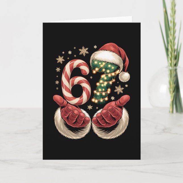 67 Meme Christmas Funny 6 7 Gen Alpha Slang Santa  Card (Front)