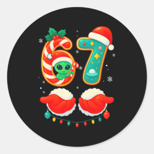 67 Meme Christmas Funny Alien Santa Six Seven Xmas Classic Round Sticker