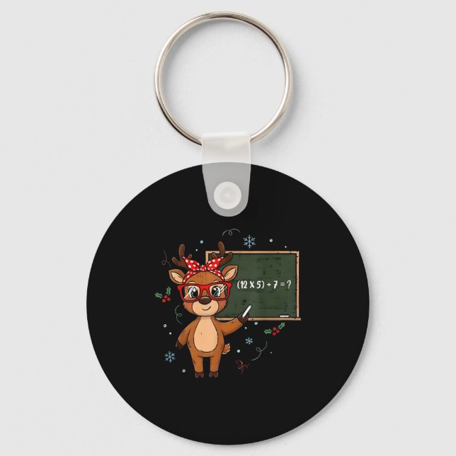 67 Meme Christmas Reindeer Funny 6 7 Teacher Men W Key Ring (Front)