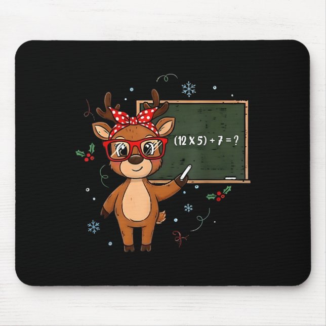 67 Meme Christmas Reindeer Funny 6 7 Teacher Men W Mouse Pad (Front)